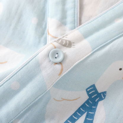 Pigiama kimono in garza di cotone con motivo a oca - image 5