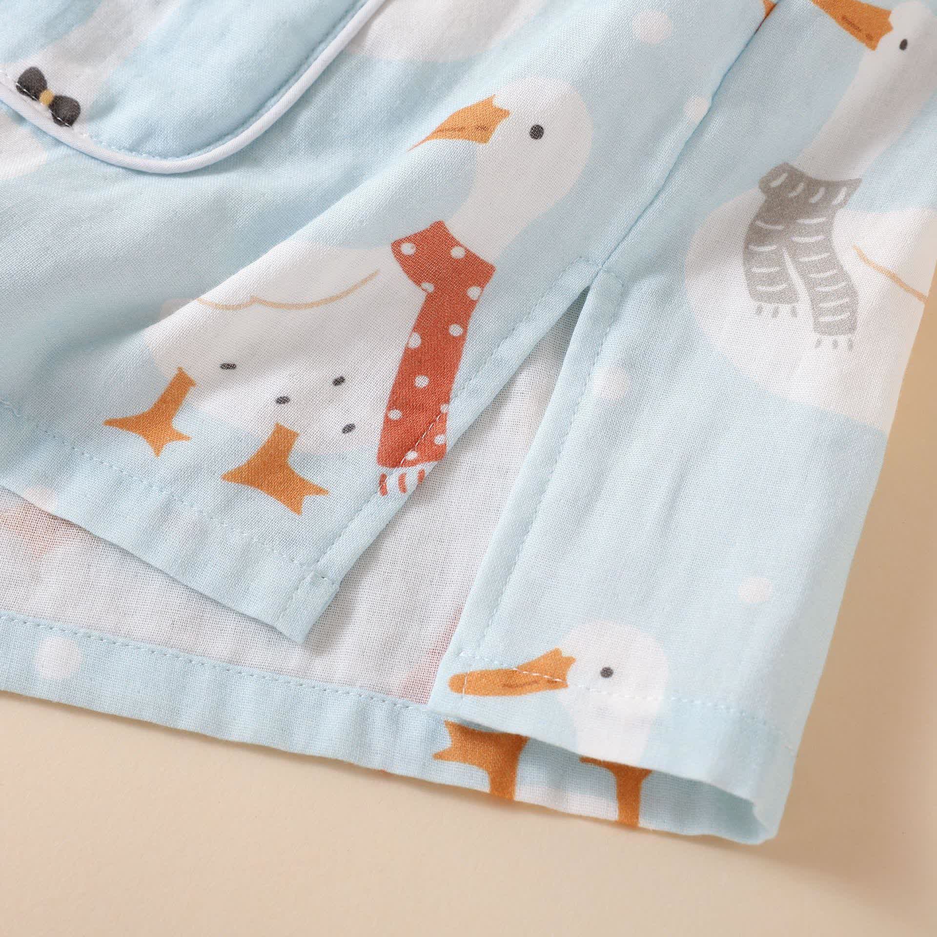 Pigiama kimono in garza di cotone con motivo a oca - image 10