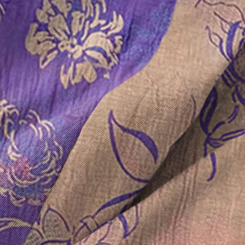 Kimono in garza di cotone bicolore color peonia - image 5
