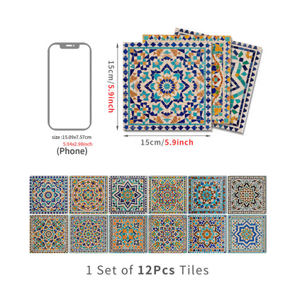 Adesivi murali in mosaico marocchino in schiuma PET - 12 pezzi - 15cm x 15cm - image 7
