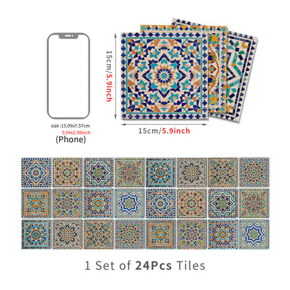 Adesivi murali in mosaico marocchino in schiuma PET - 24 pezzi - 15cm x 15cm - image 8
