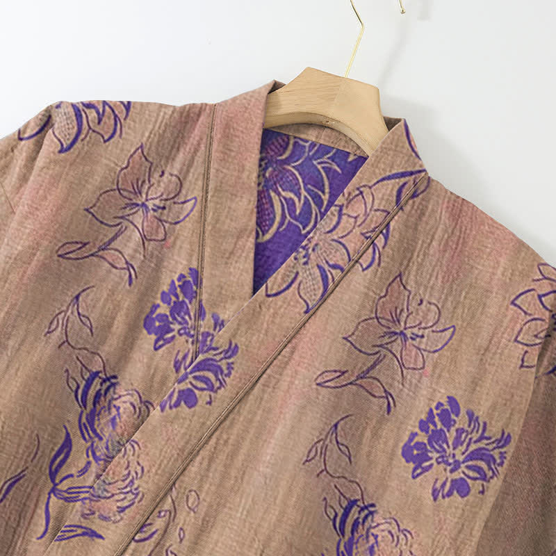 Completo da notte kimono in garza di cotone Peony - image 5