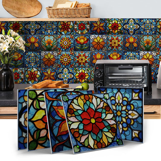 Adesivi murali in schiuma PET con motivi floreali in stile boho - image 0