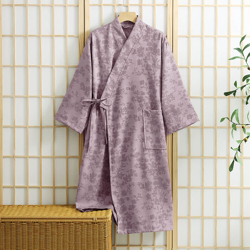 Kimono floreale sottile con tasca - Viola - XL - image 10