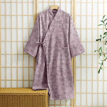 Kimono floreale sottile con tasca - Viola - XL - image 10