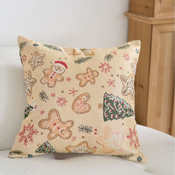 Cuscino natalizio in jacquard con omino di pan di zenzero - 60cm x 60cm - image 0
