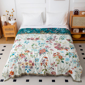 Trapunta con nappe in cotone naturale con motivo floreale - Matrimoniale Grande - image 0