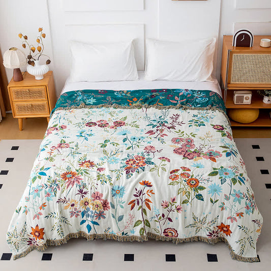 Trapunta con nappe in cotone naturale con motivo floreale - Matrimoniale Grande - image 0