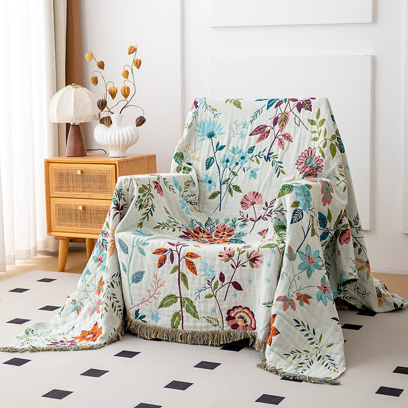 Trapunta con nappe in cotone naturale con motivo floreale - image 2