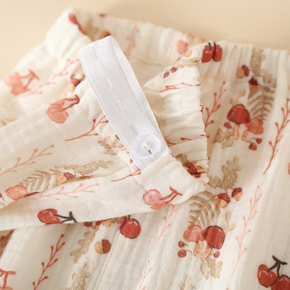 Pigiama kimono in garza di cotone con motivo a ciliegia e funghi - image 3