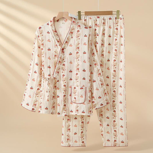 Pigiama kimono in garza di cotone con motivo a ciliegia e funghi - XL - image 0