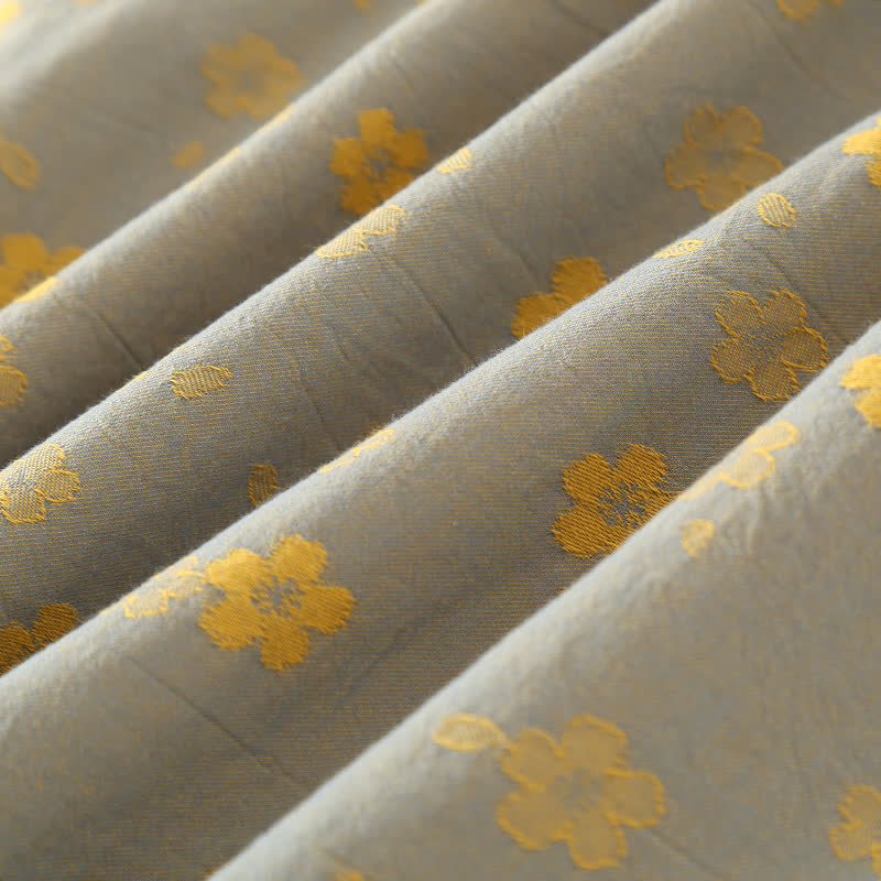 Pigiama in garza di cotone jacquard con fiori orientali - image 1