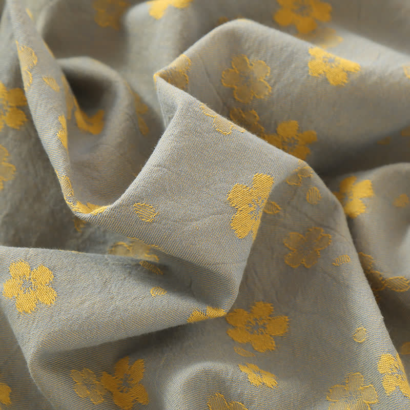 Pigiama in garza di cotone jacquard con fiori orientali - image 2