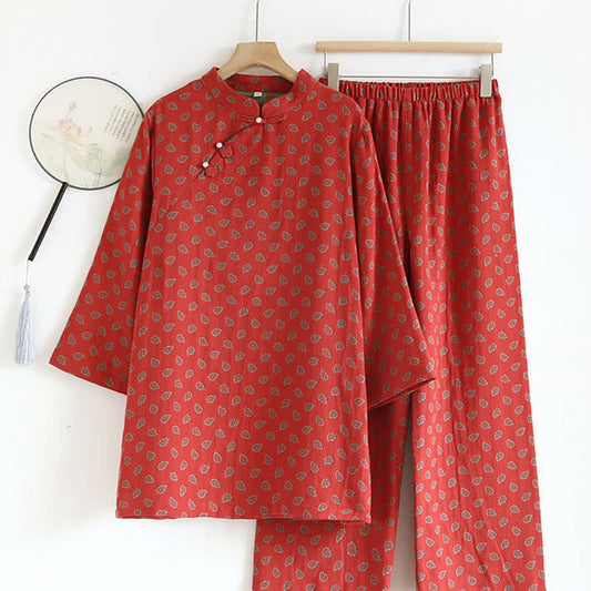 Pigiama in garza di cotone jacquard ispirato al Paisley - XL - image 0