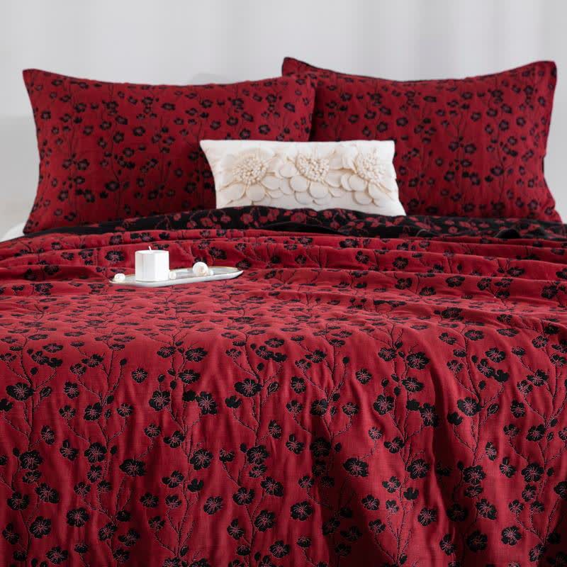 Trapunta reversibile in garza di cotone jacquard con motivo floreale pastorale - image 22