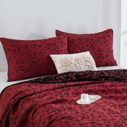 Trapunta reversibile in garza di cotone jacquard con motivo floreale pastorale - image 21