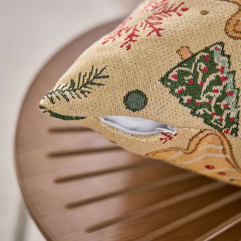 Cuscino natalizio in jacquard con omino di pan di zenzero - image 1