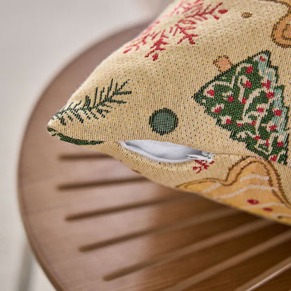 Cuscino natalizio in jacquard con omino di pan di zenzero - image 1