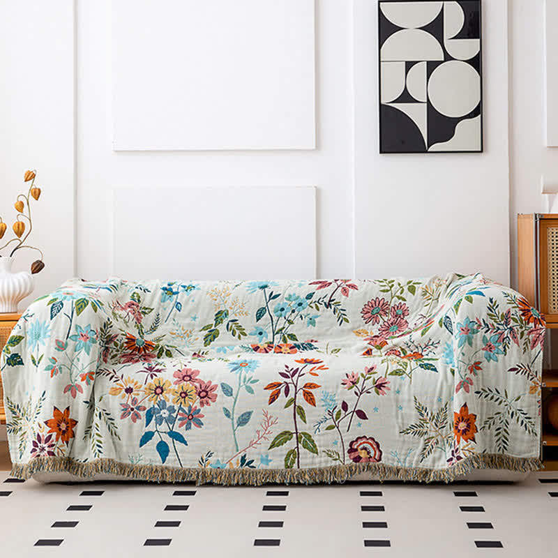 Trapunta con nappe in cotone naturale con motivo floreale - image 3