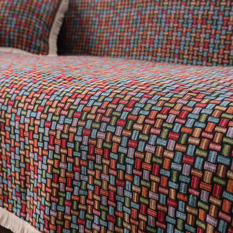 Coperta da divano con nodo geometrico colorato - image 5