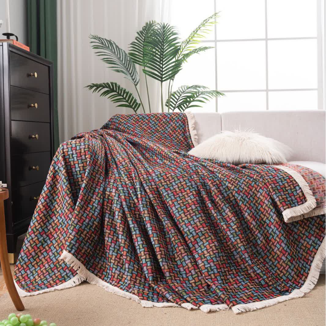 Coperta da divano con nodo geometrico colorato - 180cm x 340cm - image 0