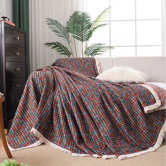 Coperta da divano con nodo geometrico colorato - 180cm x 340cm - image 0
