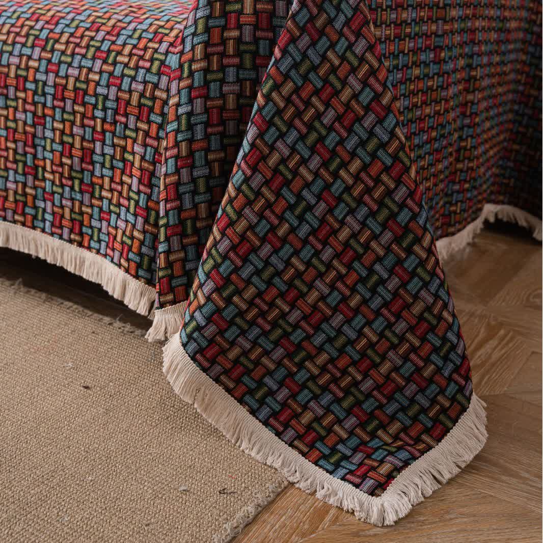 Coperta da divano con nodo geometrico colorato - image 4
