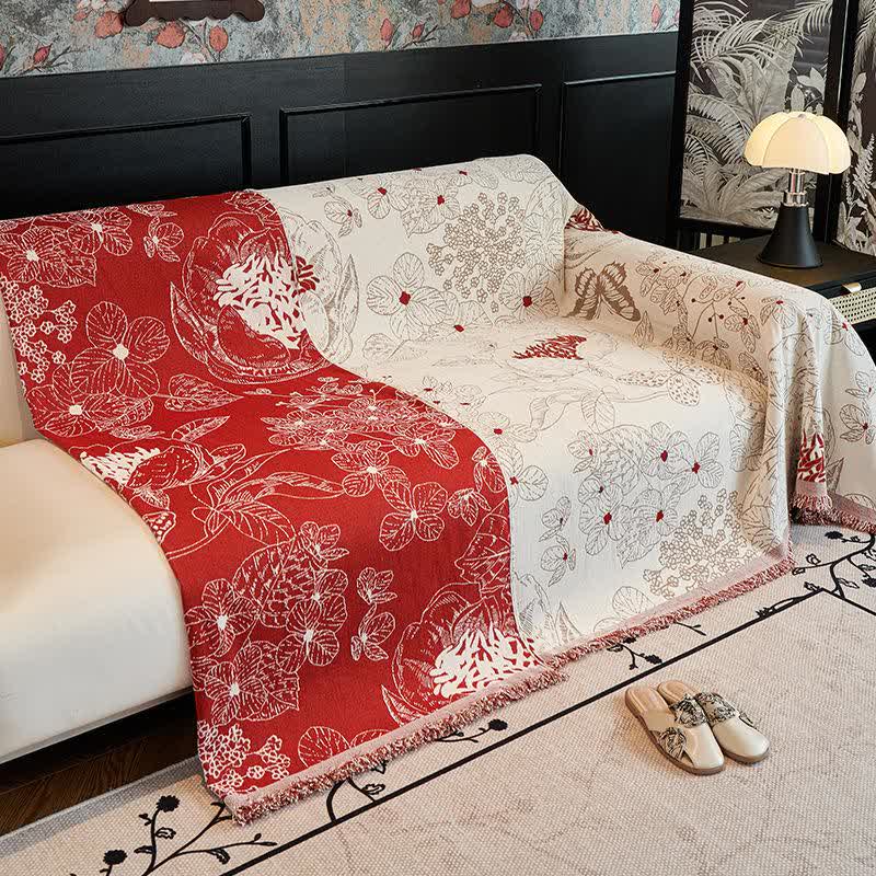 Coperta reversibile per divano con motivo floreale rustico - image 4