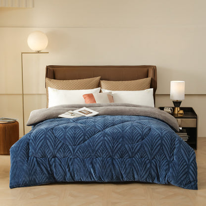 Coperta in pile goffrato di lusso - Blu navy - Matrimoniale Grande - image 1