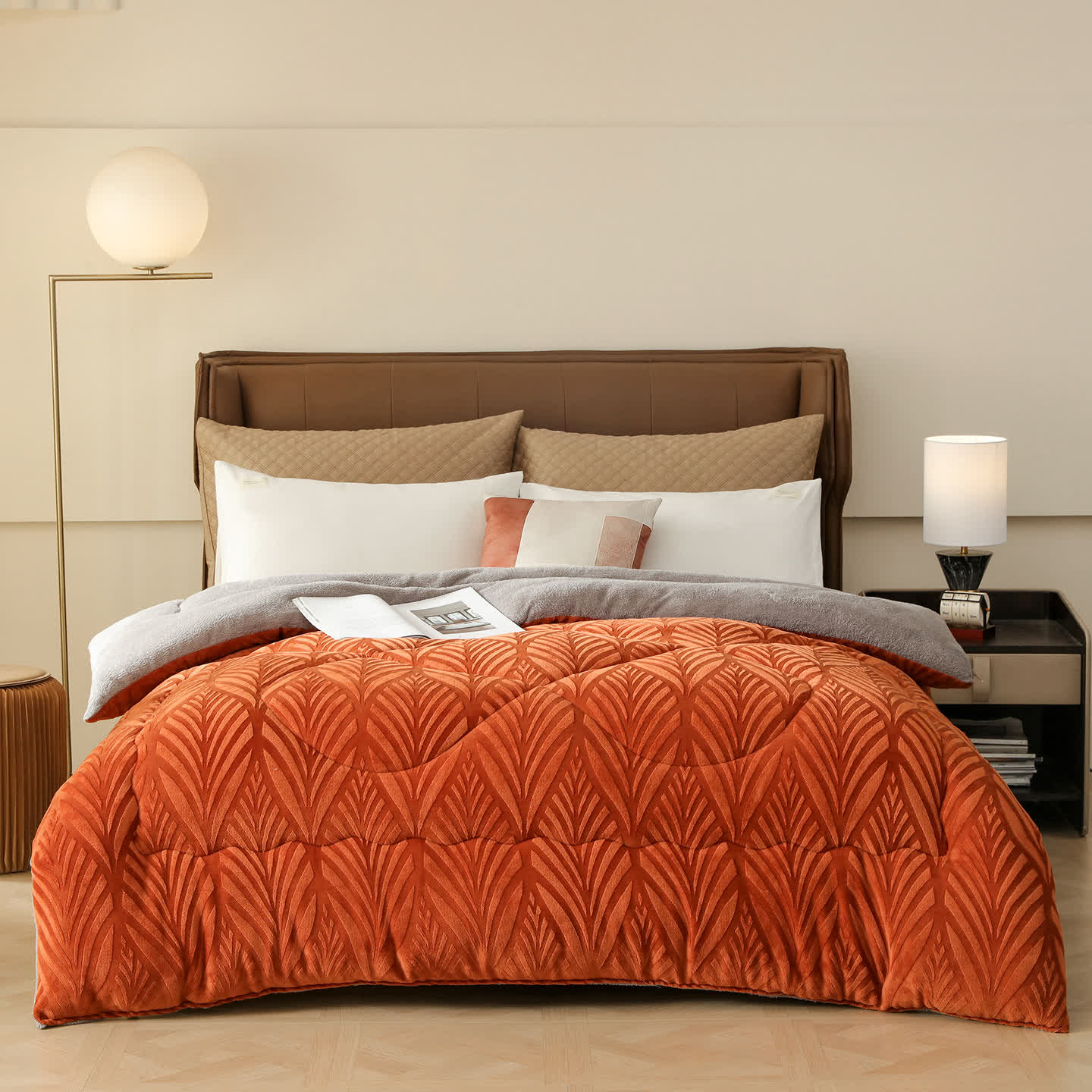 Coperta in pile goffrato di lusso - Arancia - Matrimoniale Grande - image 0