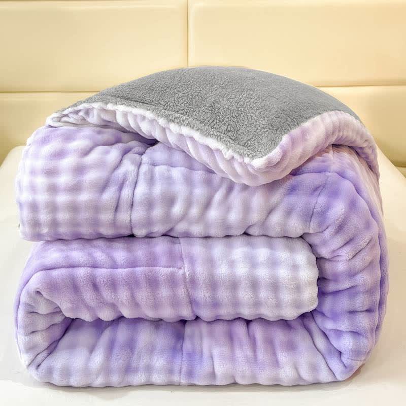 Coperte calde in sherpa con colori sfumati e soffici - Viola - Matrimoniale Grande - image 16