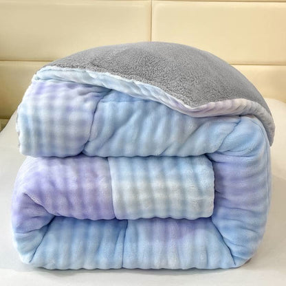 Coperte calde in sherpa con colori sfumati e soffici - Blu e viola - Matrimoniale Grande - image 18