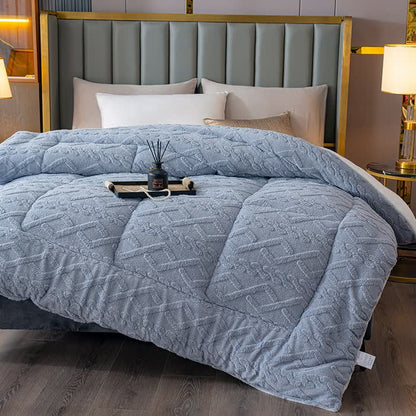 Coperta di lusso in sherpa con motivo a rombi - Grigio - Matrimoniale Grande - image 2