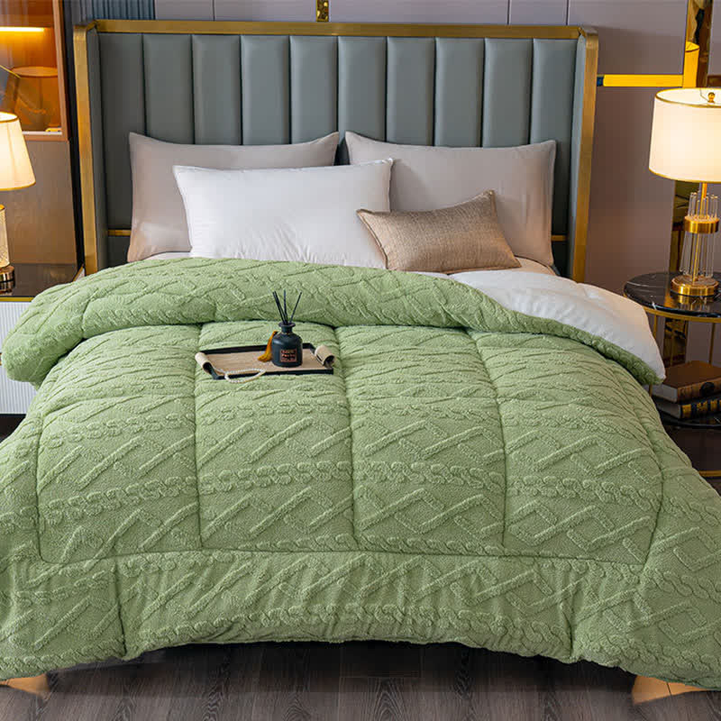 Coperta di lusso in sherpa con motivo a rombi - image 9