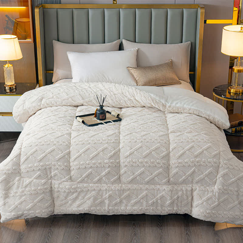 Coperta di lusso in sherpa con motivo a rombi - image 7
