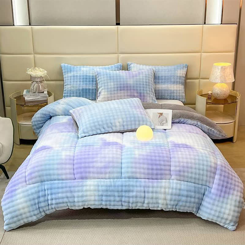 Coperte calde in sherpa con colori sfumati e soffici - image 17