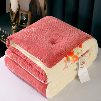Coperta Sherpa con motivo geometrico in rilievo - Rosa scuro - Matrimoniale Grande - image 12