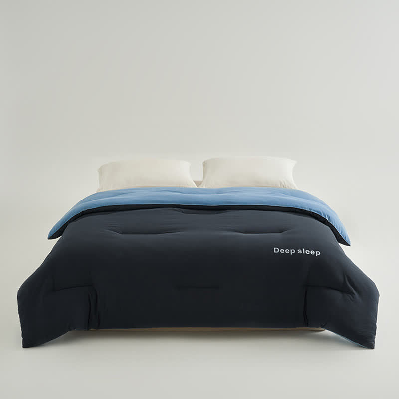 Piumino stampato con lettera Deep Sleep - Grigio scuro e blu lago - Matrimoniale Grande - image 14