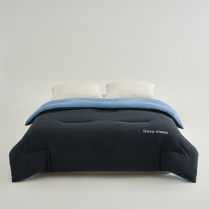 Piumino stampato con lettera Deep Sleep - Grigio scuro e blu lago - Matrimoniale Grande - image 14