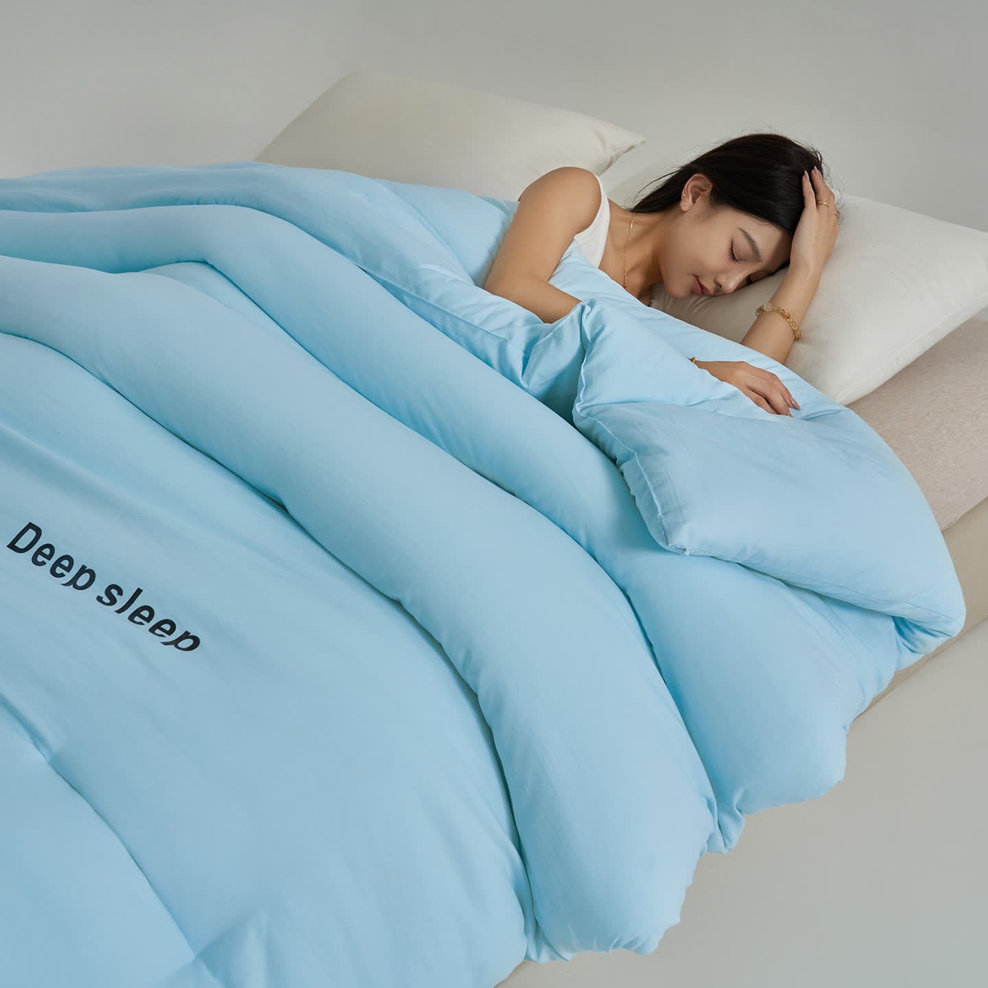 Piumino stampato con lettera Deep Sleep - Azzurro cielo - Matrimoniale Grande - image 11