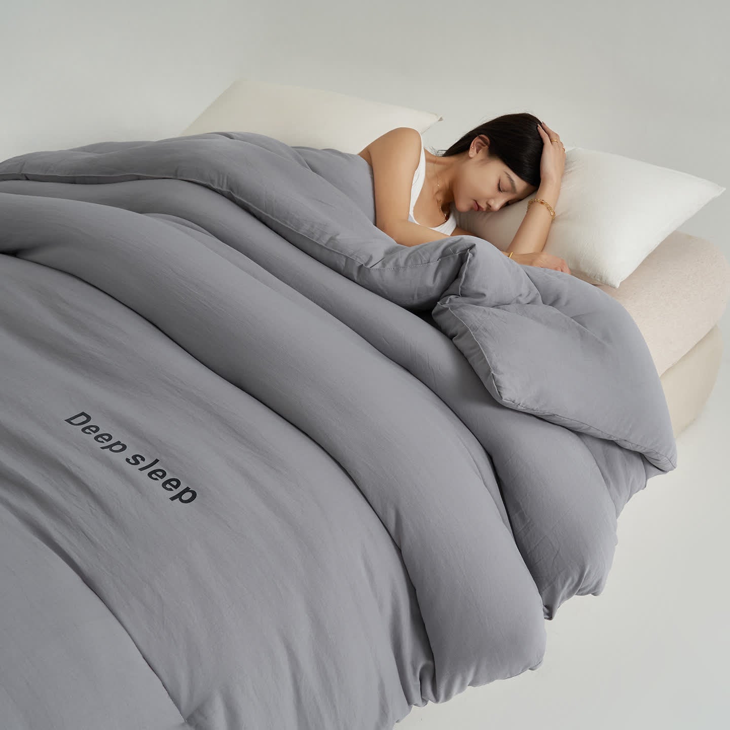 Piumino stampato con lettera Deep Sleep - Grigio chiaro - Matrimoniale Grande - image 9