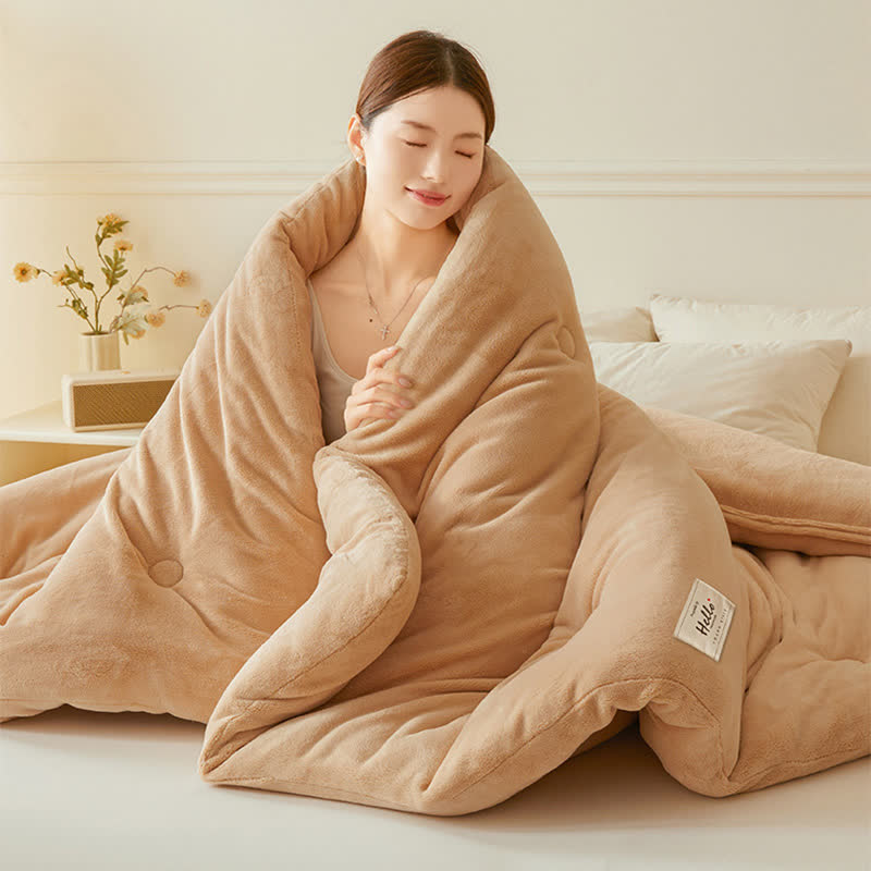 Coperta di peluche calda e semplice in tinta unita - image 5