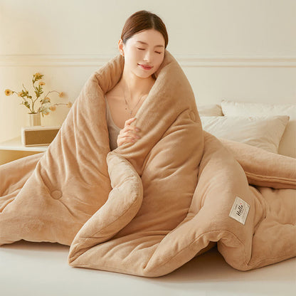 Coperta di peluche calda e semplice in tinta unita - image 5
