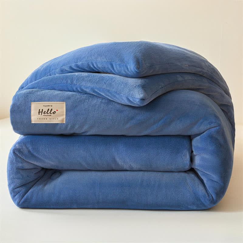 Coperta di peluche calda e semplice in tinta unita - Blu reale - Matrimoniale - image 8