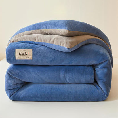 Coperta di peluche calda e semplice in tinta unita - Blu reale e grigio - Matrimoniale - image 12