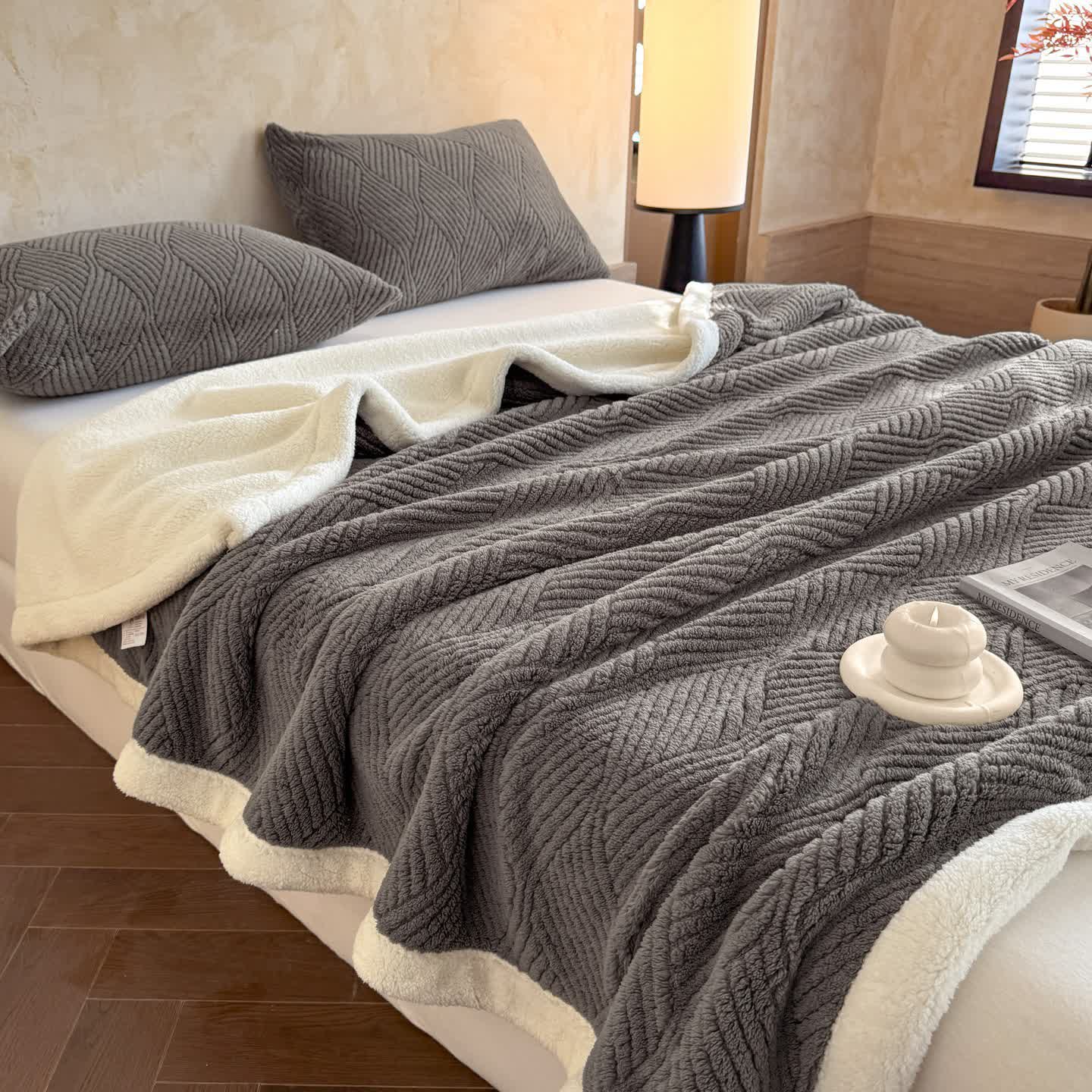 Coperta reversibile in caldo Sherpa - Grigio - 2 federe - 48cm x 74cm - image 12