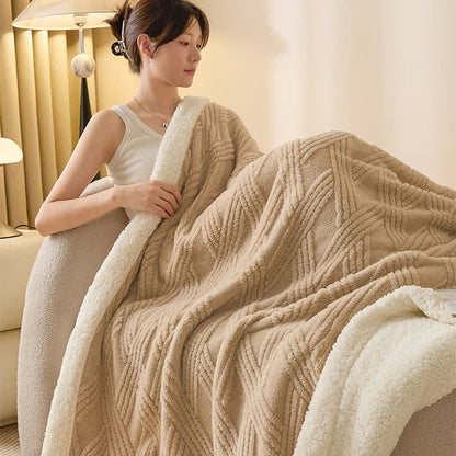 Coperta calda con trama a rombi a righe - image 6
