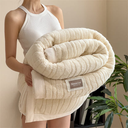 Coperta calda a righe di lusso - Beige - 2 federe - 48cm x 74cm - image 14