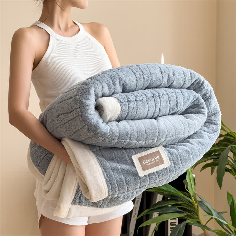 Coperta calda a righe di lusso - Blu - 2 federe - 48cm x 74cm - image 10