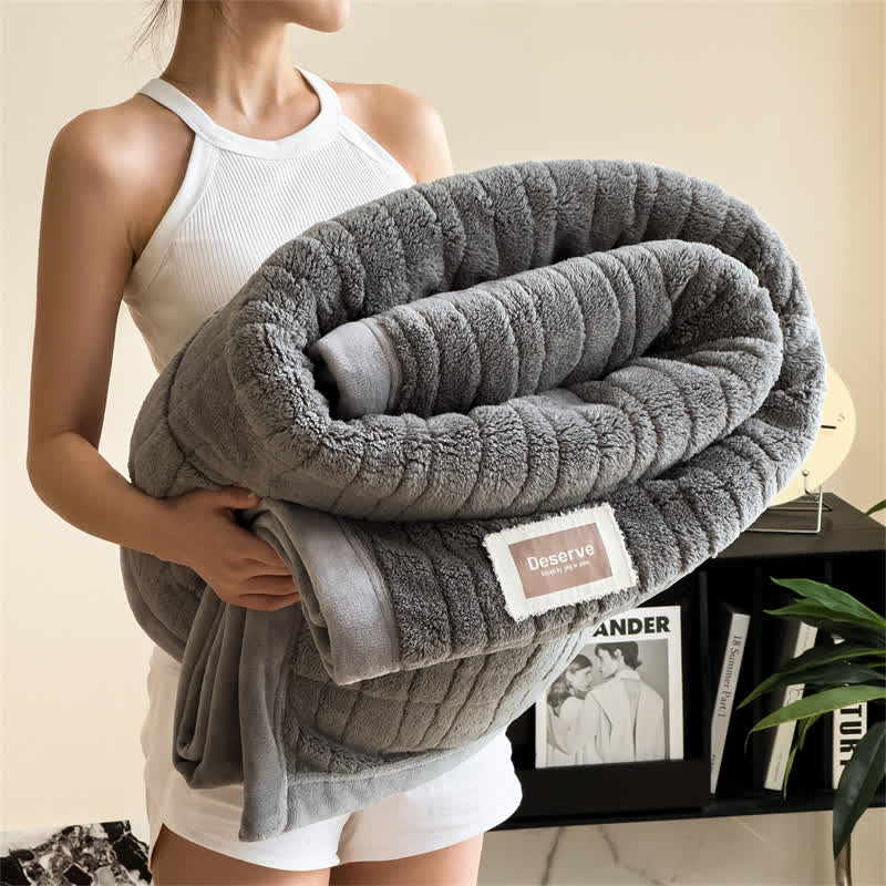 Coperta calda a righe di lusso - Grigio scuro - 2 federe - 48cm x 74cm - image 8